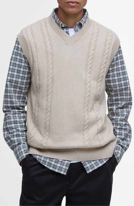 Barbour Navar Cabled Cotton & Wool V-Neck Sweater Vest