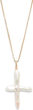 Child of Wild Esther Freshwater Pearl Cross Pendant Necklace