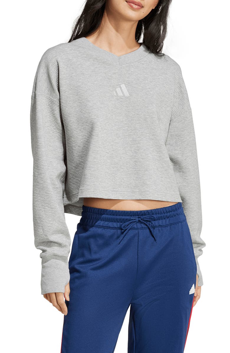 adidas All Szn Rib V-Neck Sweatshirt, Main, color, 