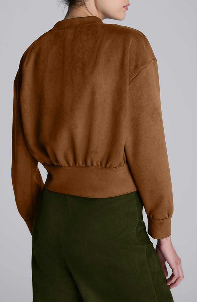 Kenneth Cole Sueded Scuba Knit V-Neck Top, Alternate, color, Burnt Copper