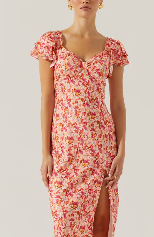 Astr The Label Maisy Midi Dress In Pink Multi Ditsy