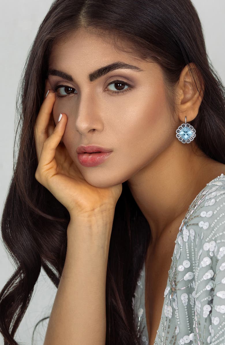 Mindi Mond Floating Aquamarine & Diamond Drop Earrings, Alternate, color, White/ Diamond/ Aquamarine