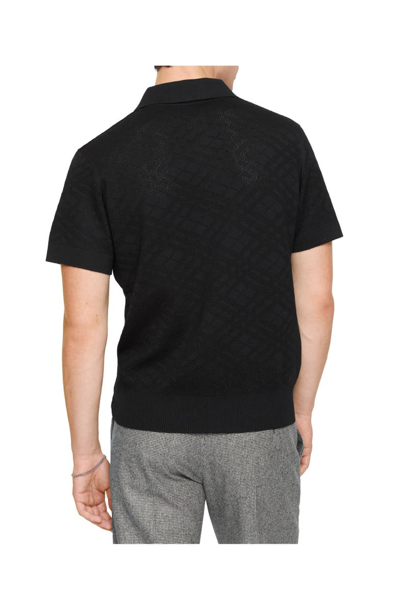 Burberry Check Wool Polo Shirt, Alternate, color, Black