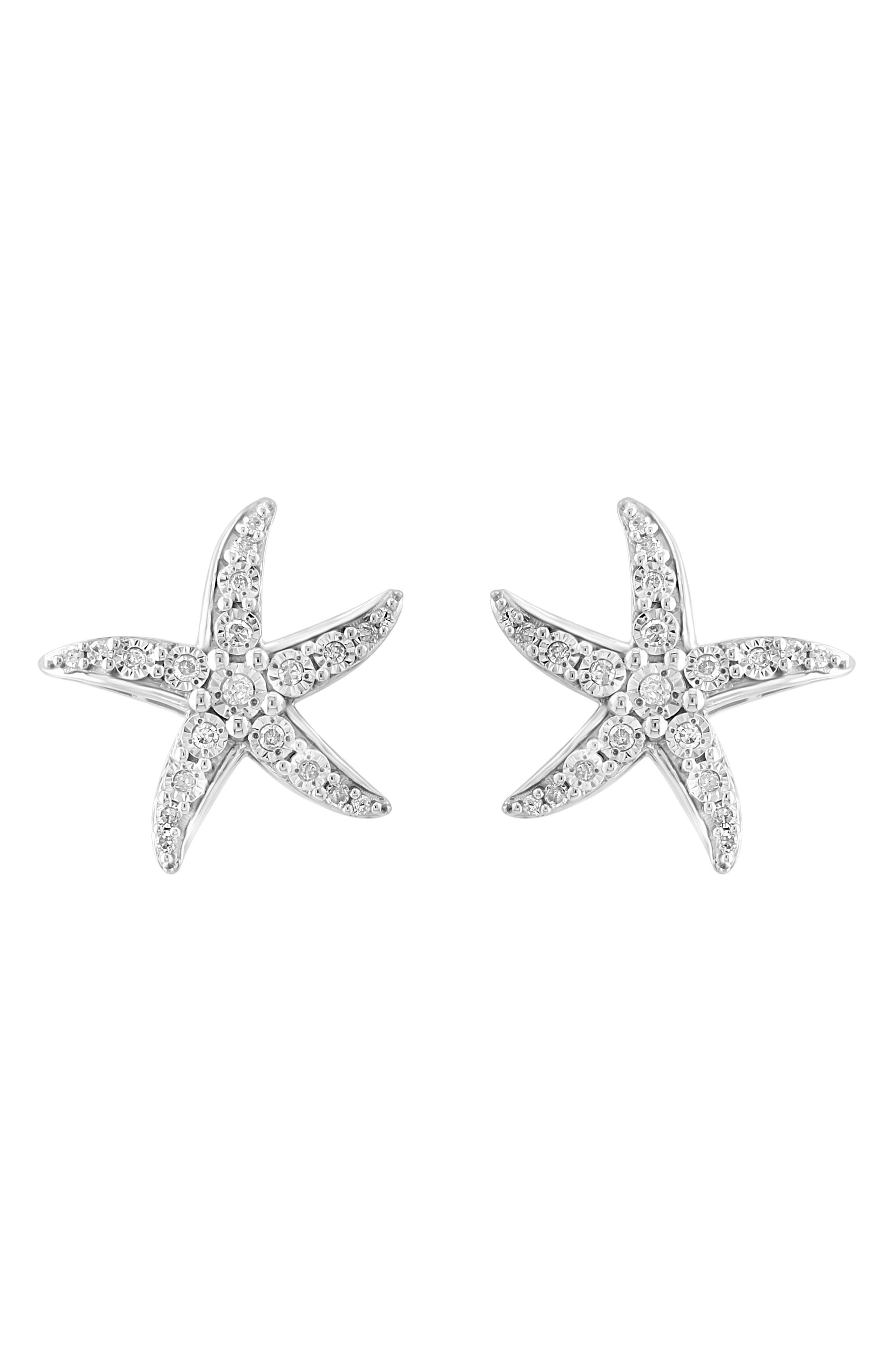 EFFY Sterling Silver Diamond Starfish Stud Earrings - 0.09ct.