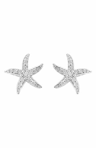 Sterling Silver Diamond Starfish Stud Earrings - 0.09ct.
