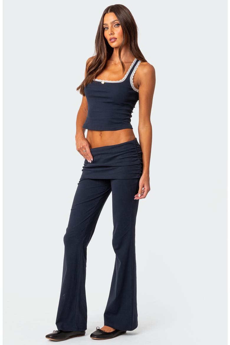 Kadence Lace Trim Crop Tank, Alternate, color, NAVY
