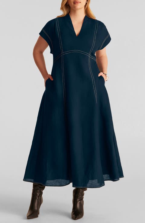 Arden Linen Blend Empire Waist Dress