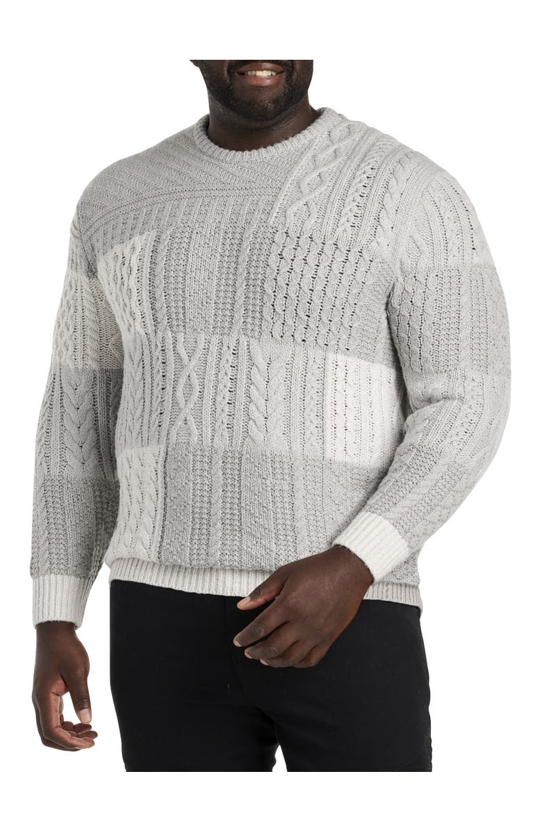 Oak Hill Premium by DXL Patchwork Crewneck Sweater, Main, color, Grey