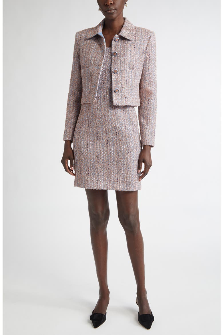 Naomi Crop Tweed Jacket, Alternate, color, PERIWINKLE/ ROSE LUREX MULTI