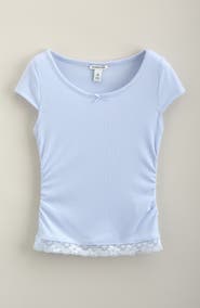 Nordstrom Kids' Ruched Lace Trim Tee