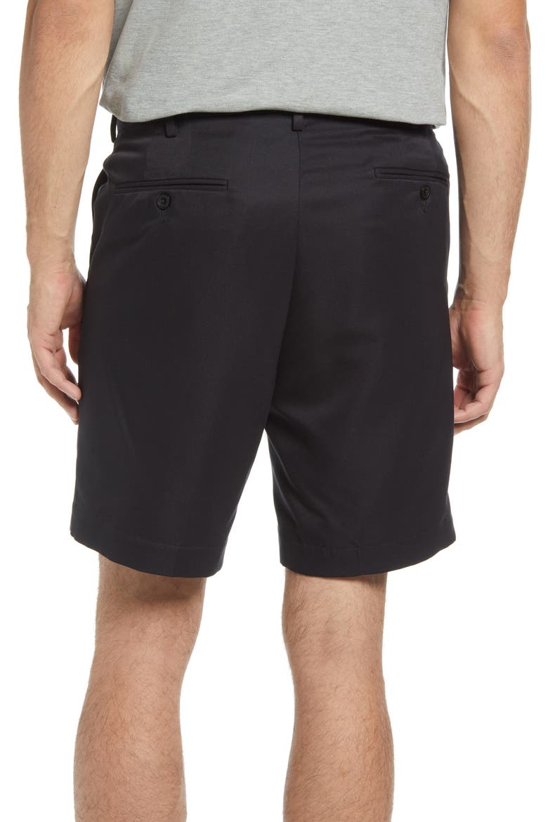 Microfiber Self Sizer Flat Front Shorts, Alternate, color, BLACK
