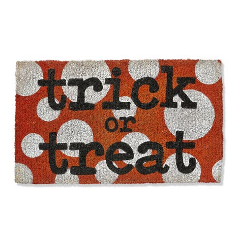 Trick or Treat Halloween Coir Door Mat Multicolor Floor Mat