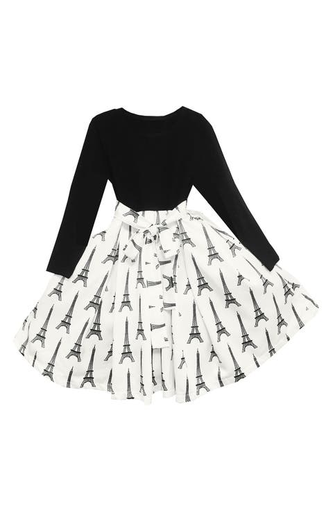Kids' Eiffel Tower Long Sleeve Dress (Little Kid)