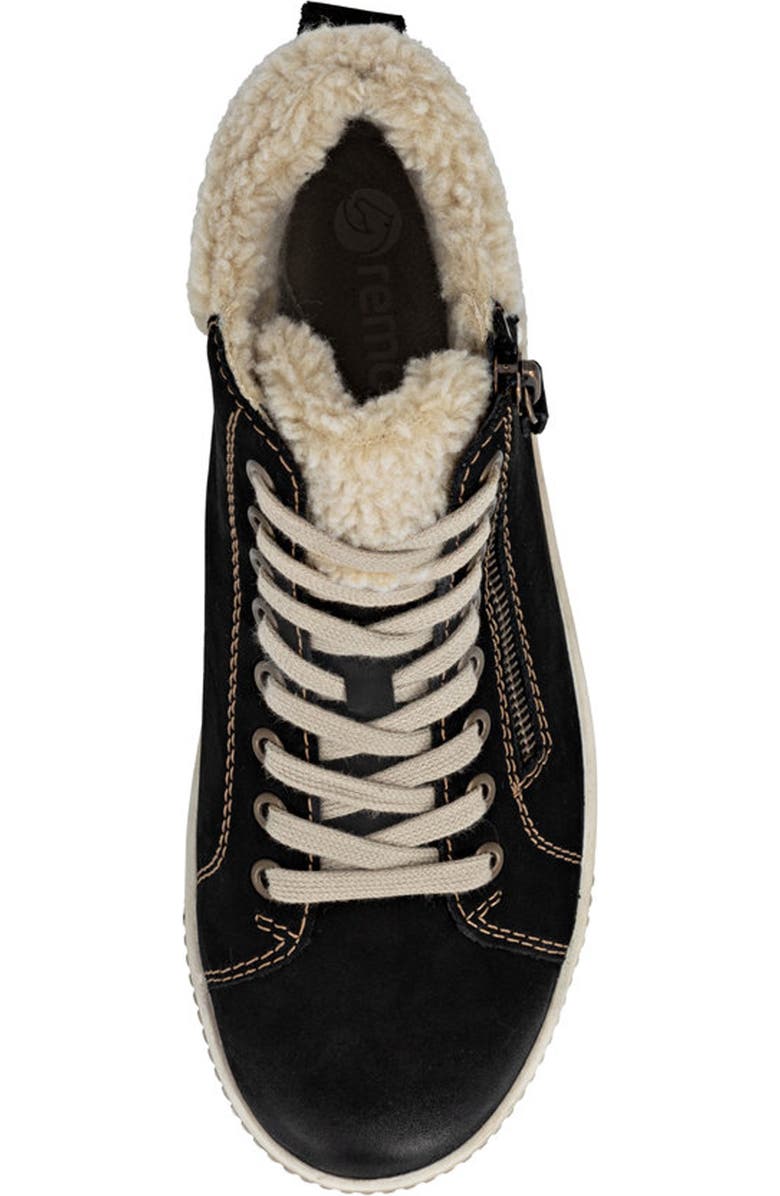 REMONTE Maditta 70 Faux Shearling Trim Sneaker, Alternate, color, Schwarz/ Beige