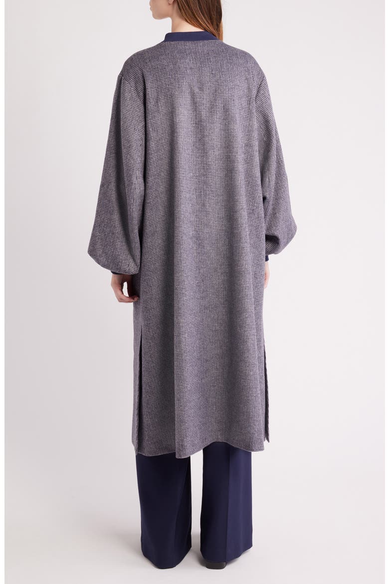 Cameron Balloon Sleeve Wool Blend Long Coat, Alternate, color, NAVY CHECK