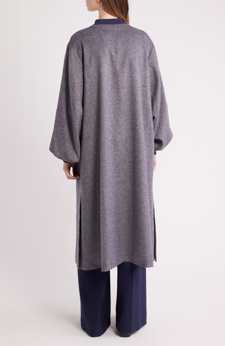 dRA Cameron Balloon Sleeve Wool Blend Long Coat, Alternate, color, Navy Check