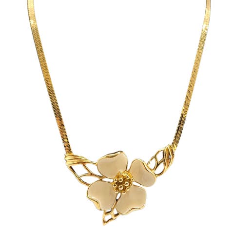 Vintage Dogwood Flower Pendant Necklace