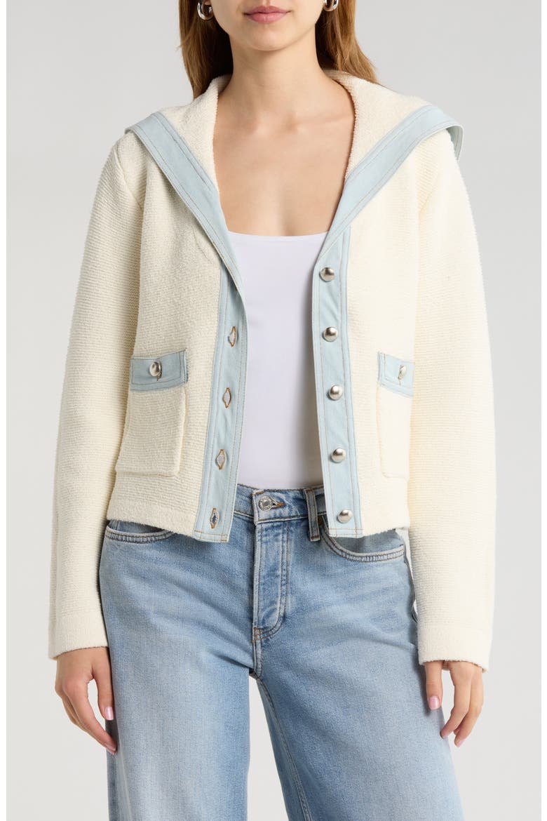 Briley Mixed Media Sailor Cardigan, Main, color, IVORY