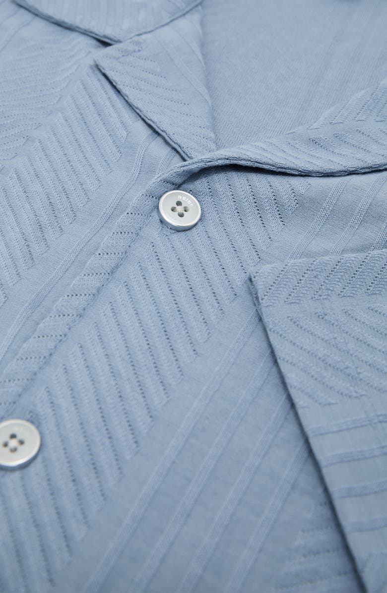 Reiss Frederick Textured Stripe Camp Shirt, Alternate, color, Soft Blue