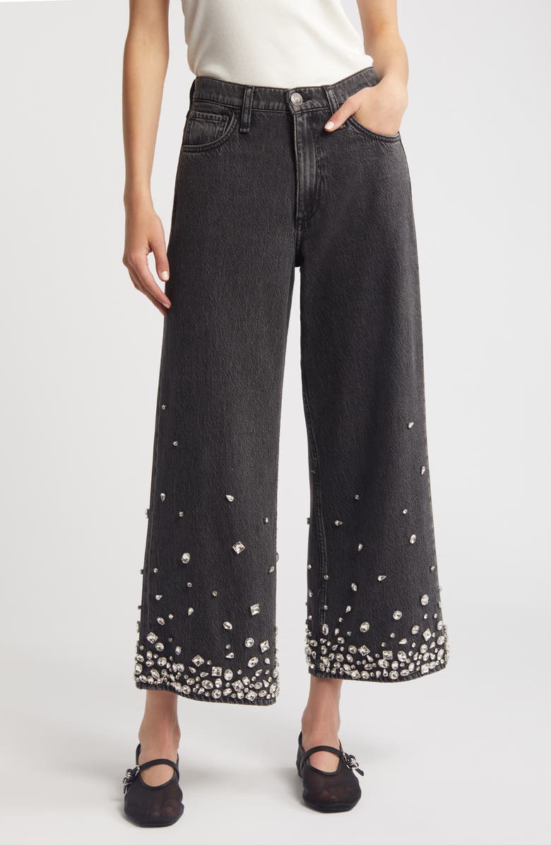 rag & bone Featherweight Andi Rhinestone High Waist Ankle Wide Leg Jeans, Main, color, Angwthjwl
