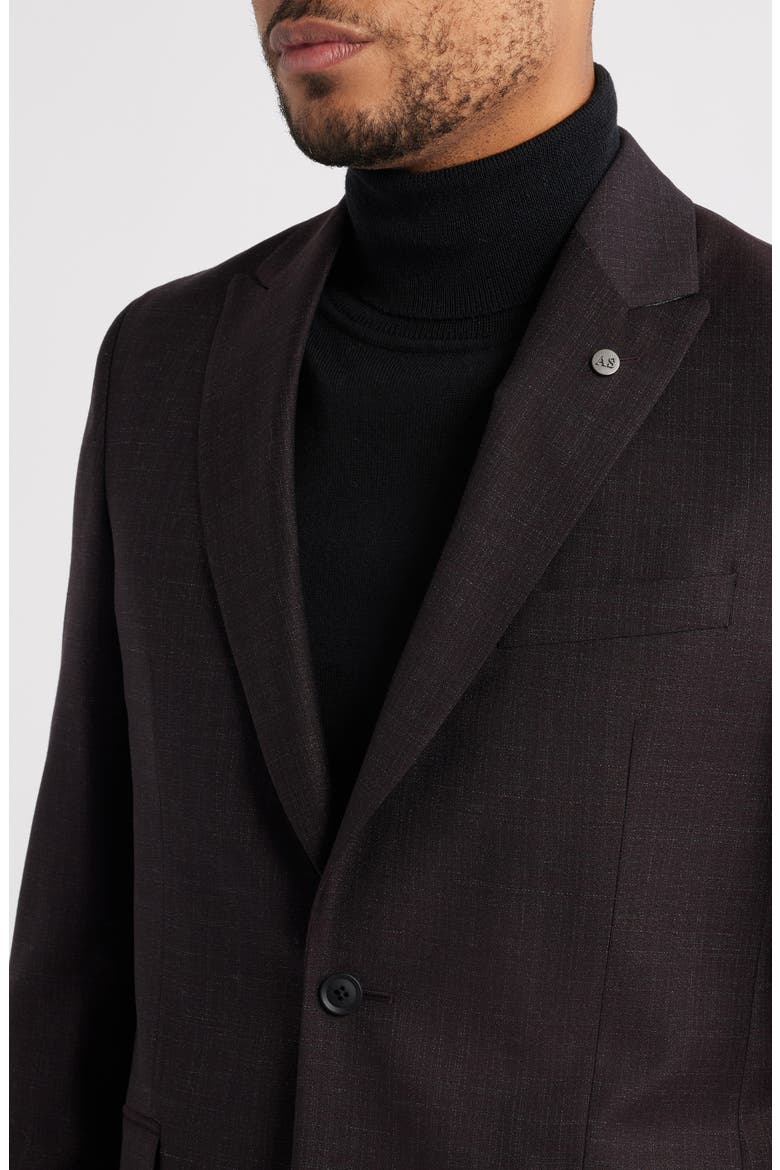 Rawdon Slim Fit Burgundy Super 100s Wool Peak Lapel Suit, Alternate, color, BURGUNDY