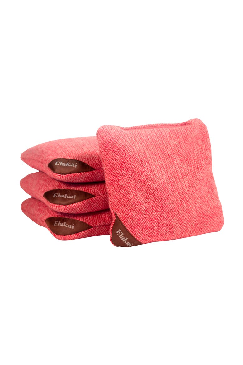 Herringbone Wool Aviator Cornhole Bags, Main, color, Cardinal Red