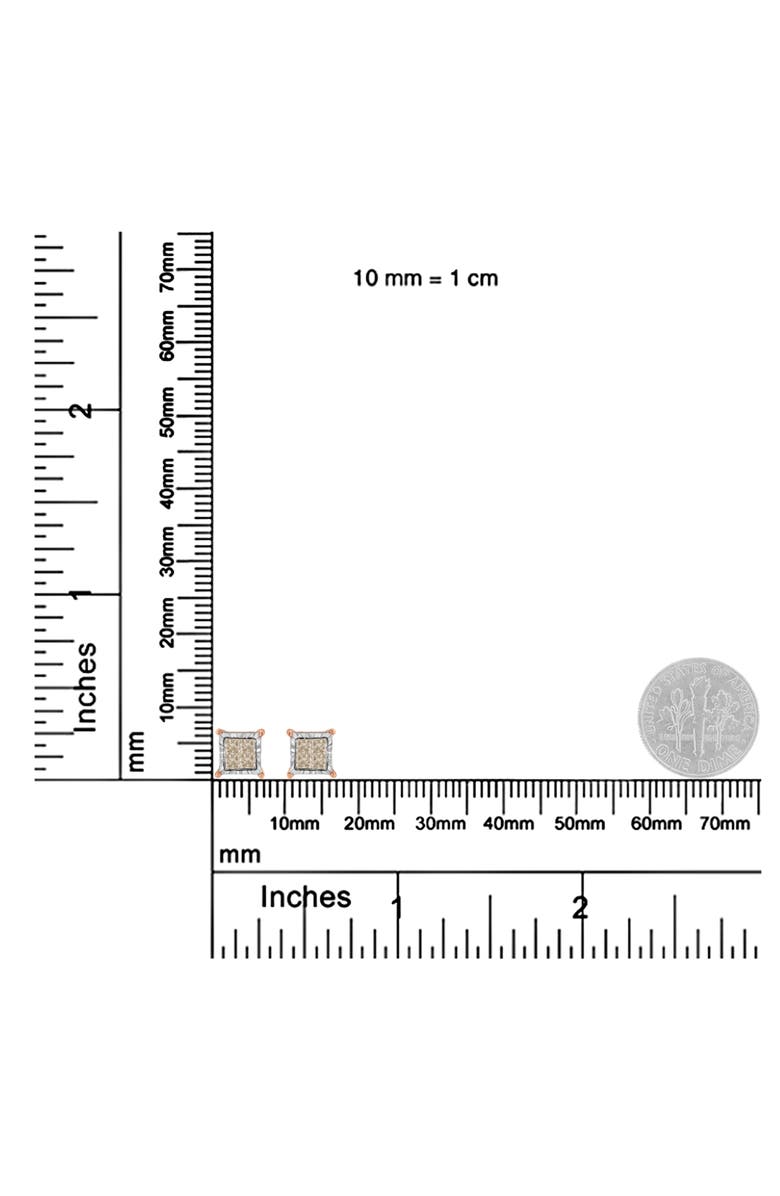 Haus of Brilliance 10K Two-Toned Gold PrincessComposite Diamond Stud Earrings, Alternate, color, White