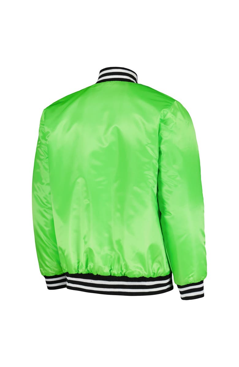 STARTER Men's Starter Neon Green Boston Red Sox Cross Bronx Fashion Satin Full-Snap Varsity Jacket, Alternate, color, Neon Green