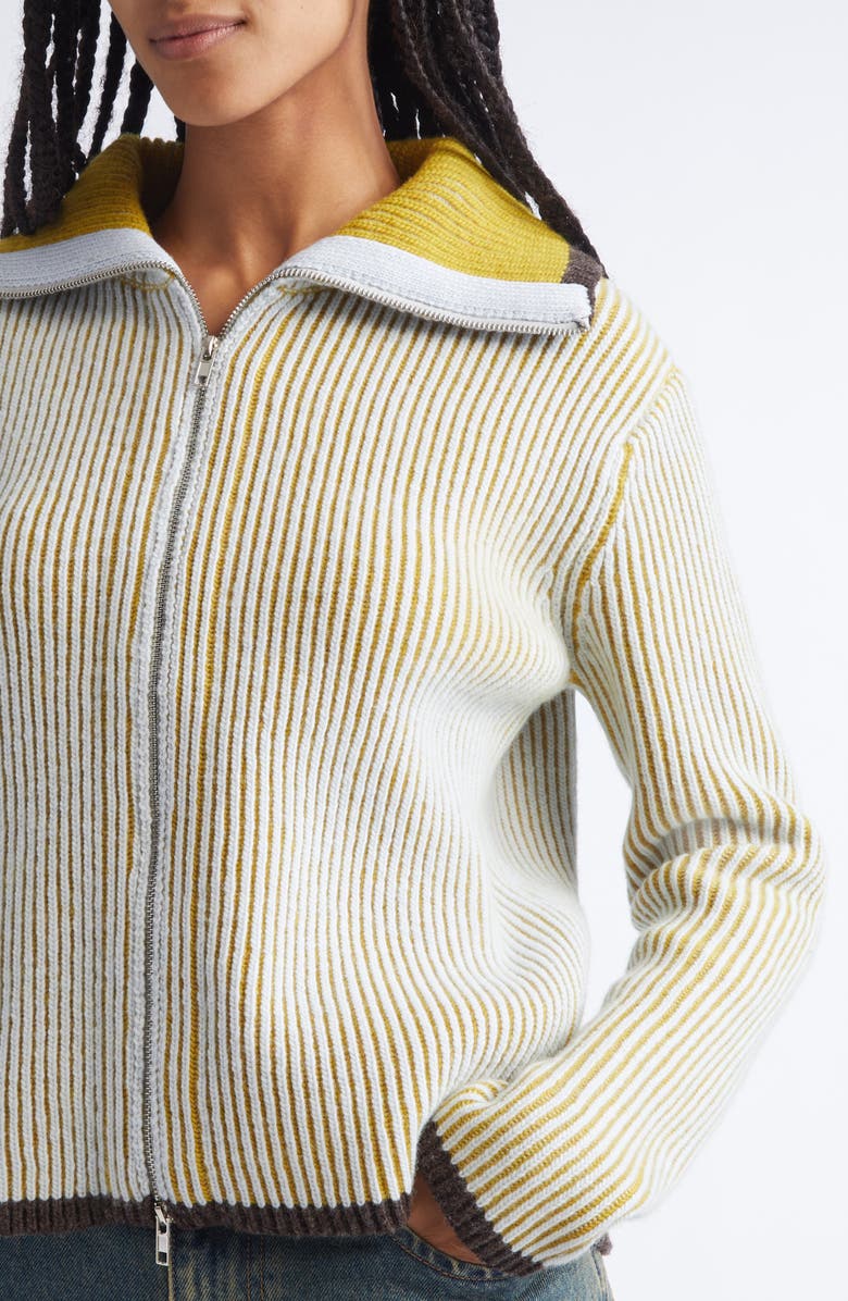 Eckhaus Latta Gender Inclusive Huddle Merino Wool Zip Cardigan, Alternate, color, Cockatiel