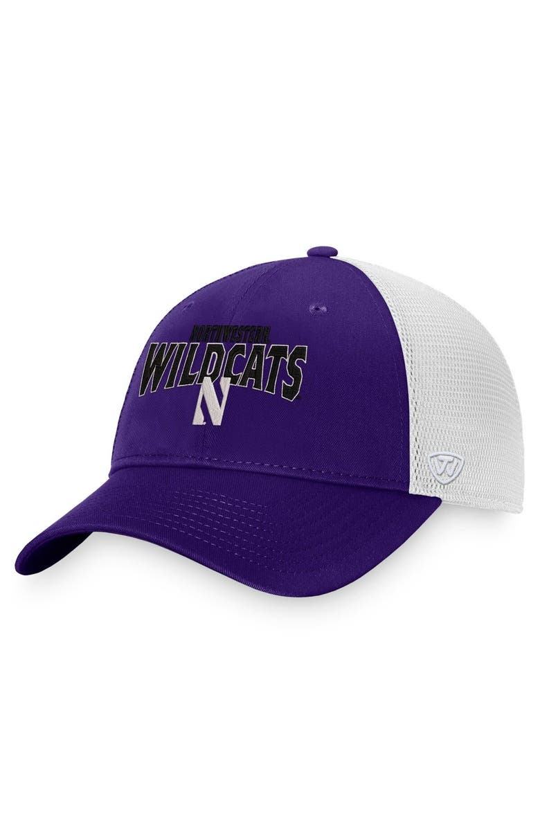 TOP OF THE WORLD Men's Top of the World Purple/White Northwestern Wildcats Breakout Trucker Snapback Hat, Main, color, Purple