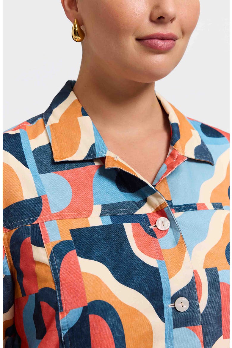 Thelma Geo Print Cotton Corduroy Shirt Jacket, Alternate, color, BEIGE