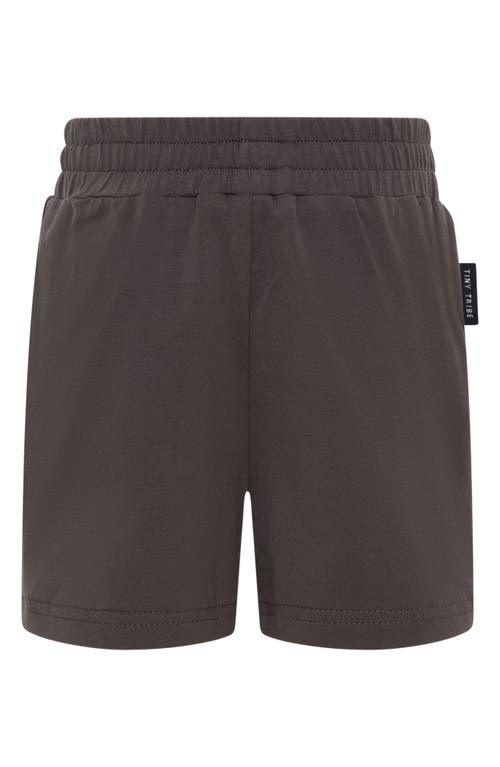 Tiny Tribe Kids' Core Cotton Knit Shorts In Charcoal