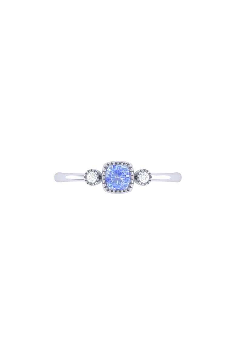 Cushion Cut Tanzanite & Diamond Birthstone Ring in 14K Gold, Alternate, color, White Gold