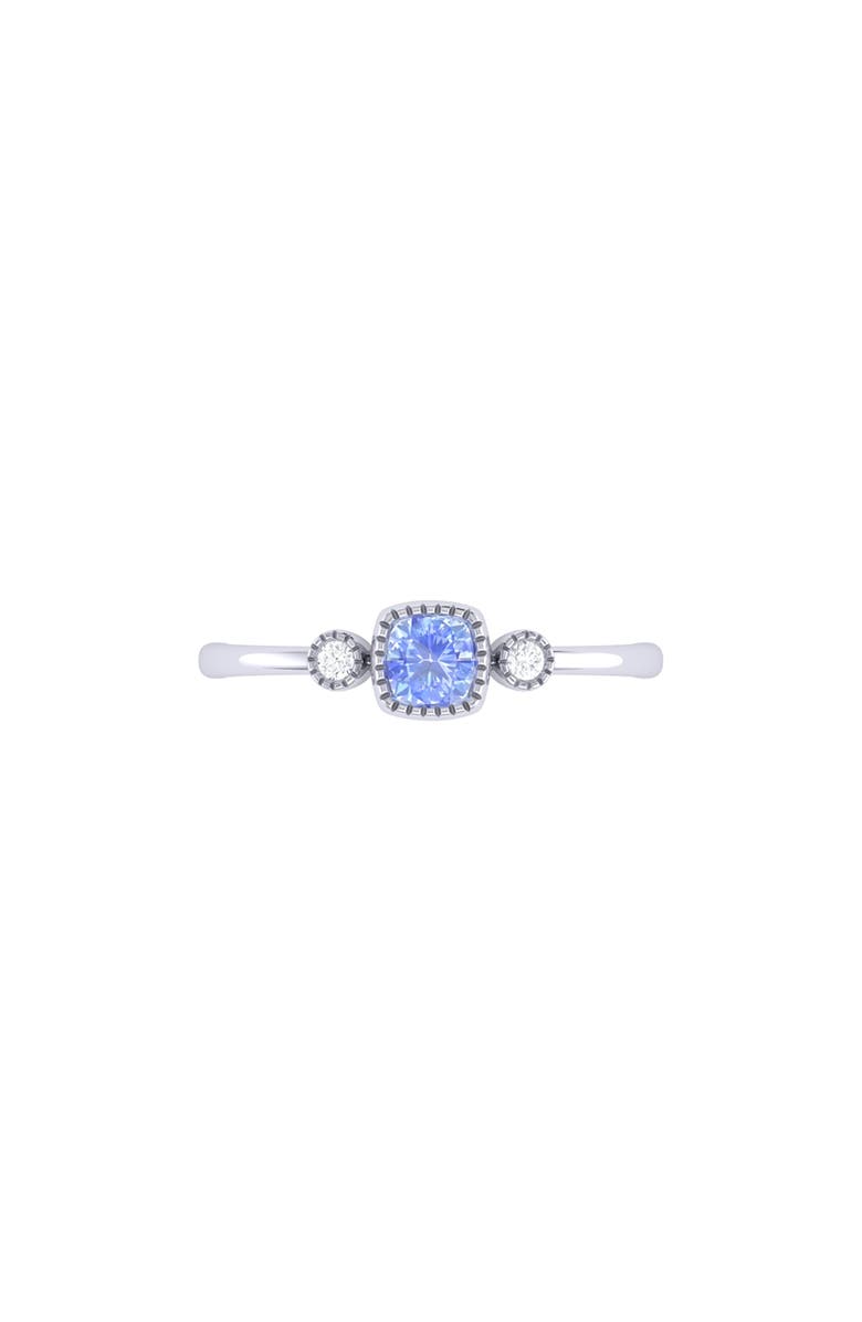 LuvMyJewelry Cushion Cut Tanzanite & Diamond Birthstone Ring in 14K Gold, Alternate, color,