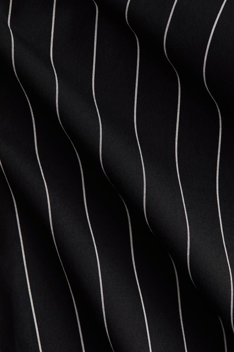 Cotton Blouse With Scarf Collar, Alternate, color, Black/pinstriped