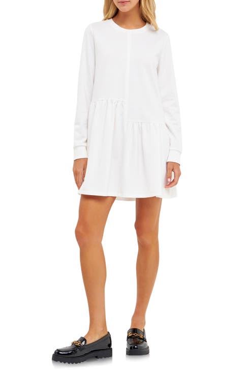 Ruffle Hem Long Sleeve Knit Dress