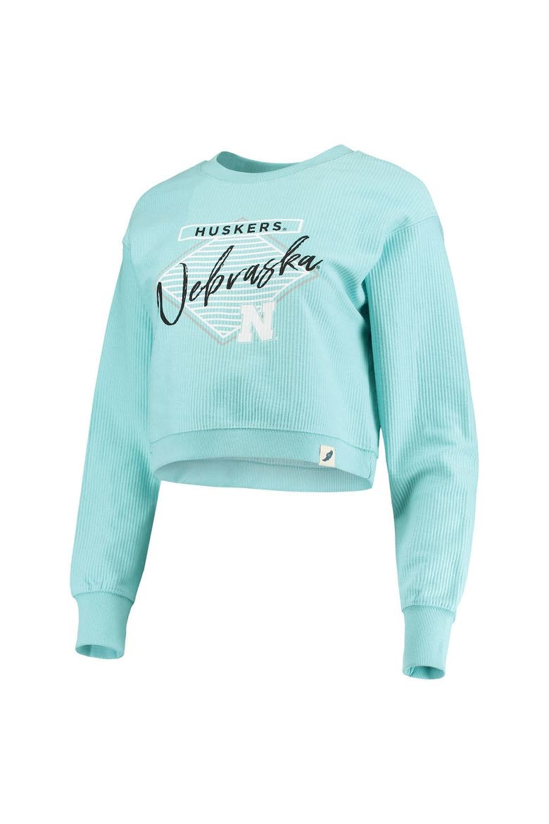 Women's League Collegiate Wear Light Blue Nebraska Huskers Corded Timber Crop Pullover Sweatshirt, Alternate, color, Light Blue