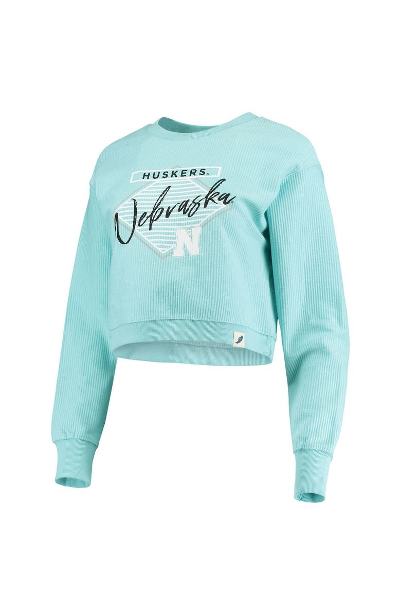 LEAGUE COLLEGIATE WEAR Women's League Collegiate Wear Light Blue Nebraska Huskers Corded Timber Crop Pullover Sweatshirt, Alternate, color, Light Blue