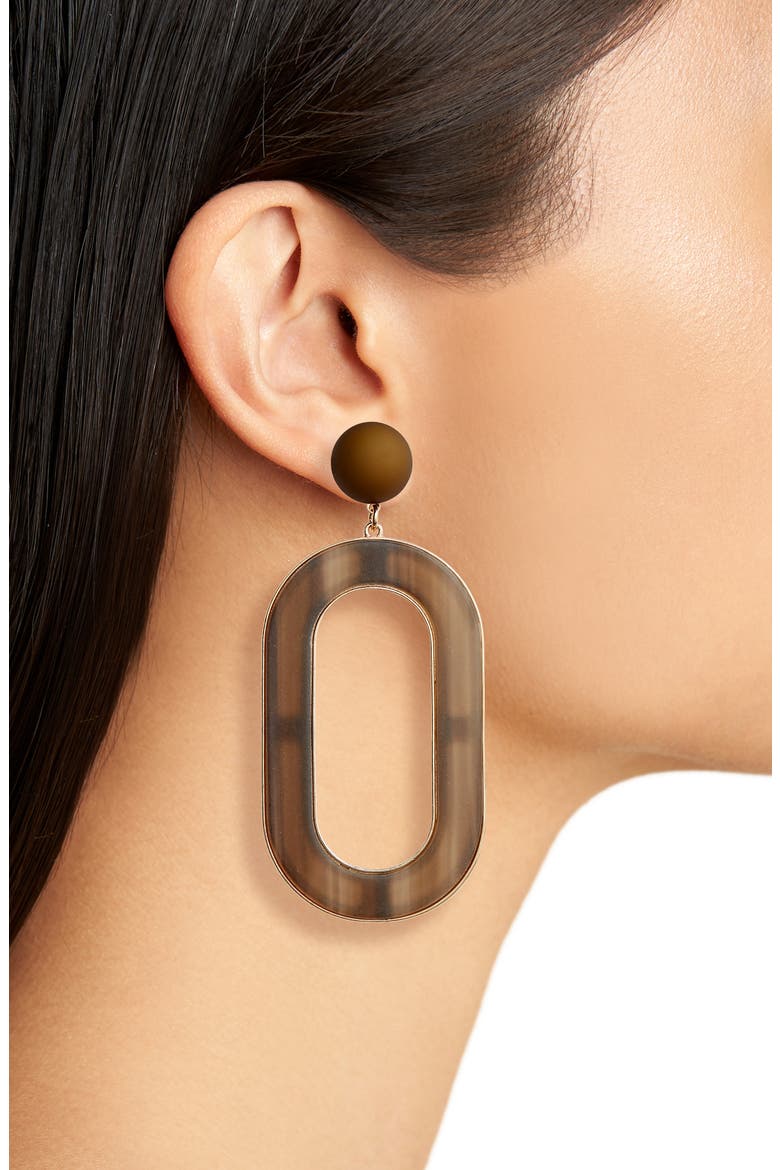 Resin & Metal Statement Earrings, Alternate, color, GREEN MULTI/ GOLD