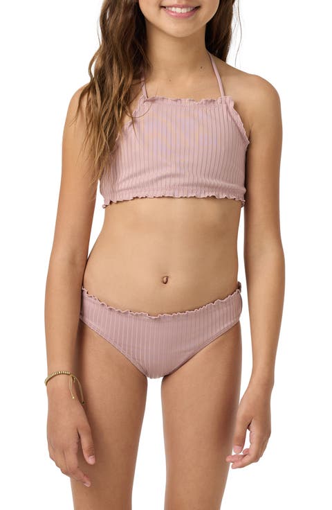Kids' Shore Break Rib Ruffle Two-Piece Swimsuit (Big Kid)
