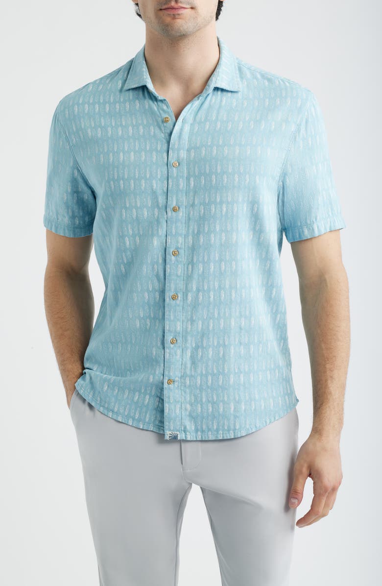 johnnie-O Beachley Short Sleeve Button-Up Shirt, Main, color, Maliblu