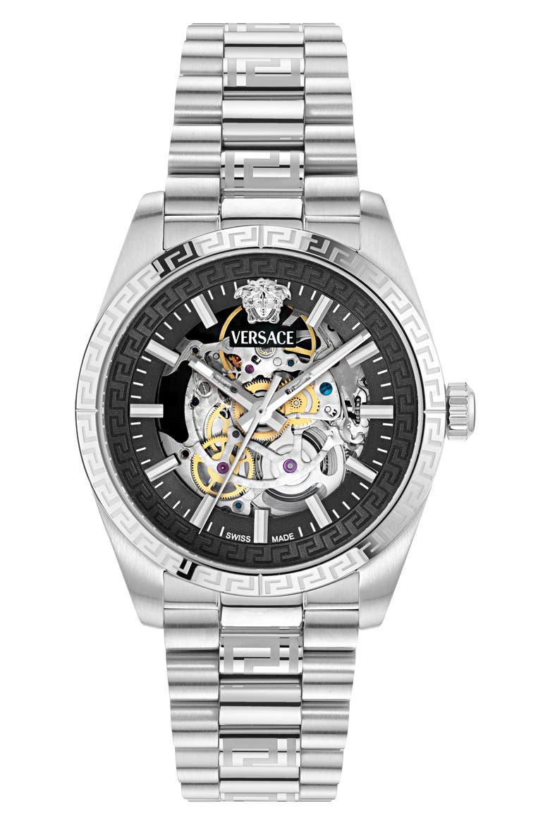 Millenyium Limited Edition Skeleton Automatic Bracelet Watch, 40mm, Main, color, STAINLESS STEEL