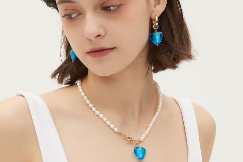 Classicharms Women's Esmée Sky Blue Glaze Heart Dangle Earrings In Blue
