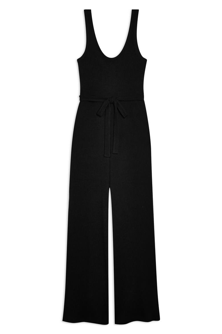 Ribbed Slouch Sleeveless Jumpsuit, Alternate, color, BLACK