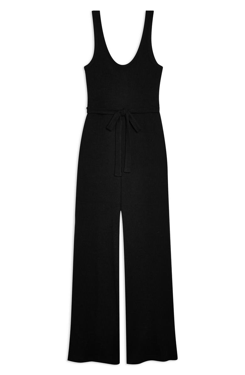 Topshop Ribbed Slouch Sleeveless Jumpsuit, Alternate, color,