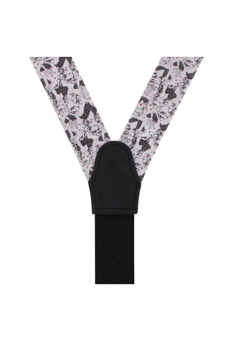 Vintage Vixen Novelty Silk Button End Suspenders, Alternate, color, Silver and Black
