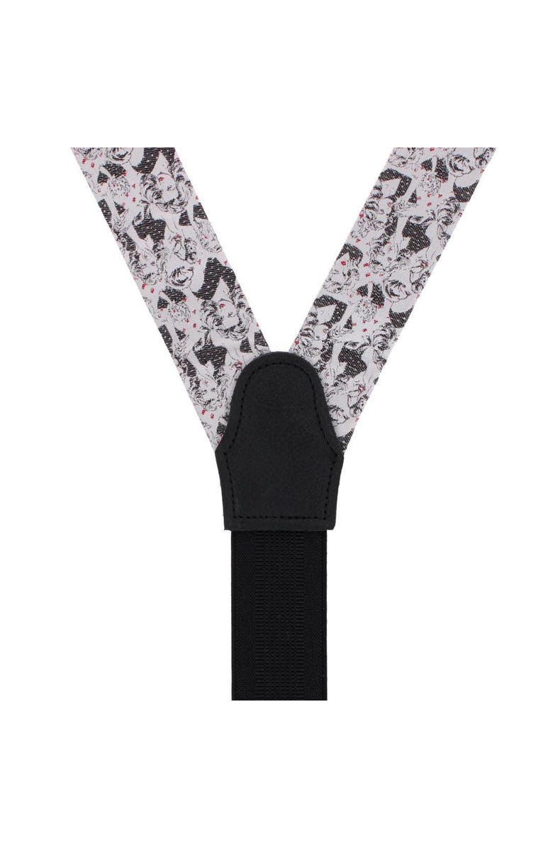 Trafalgar Vintage Vixen Novelty Silk Button End Suspenders, Alternate, color, Silver And Black