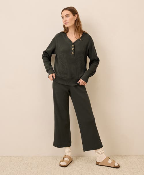 Pact Thermal Waffle Wide Leg Pant In Green