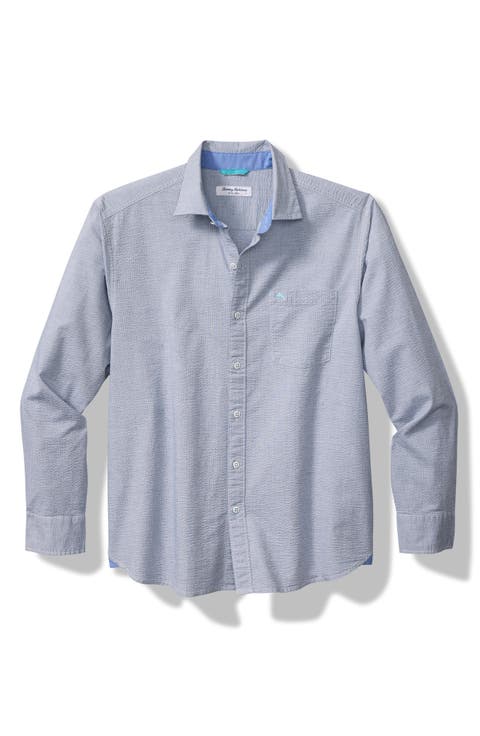 Nova Wave Solid Cotton Stretch Seersucker Button-Up Shirt (Big & Tall)