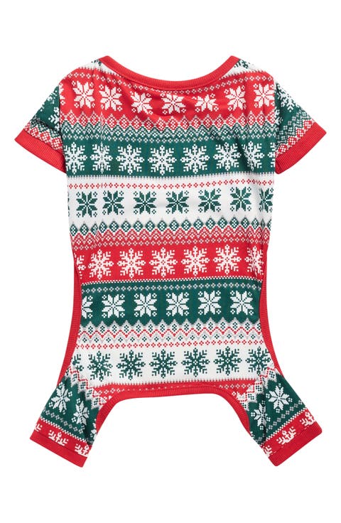 Dog Matching Family Fair Isle Snowflake Pajamas